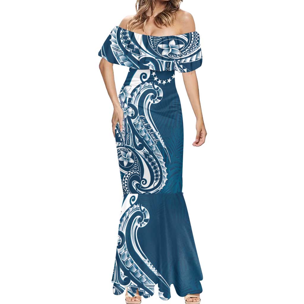 Kia Orana Cook Islands Mermaid Dress Auika Plumeria Tropical Waves - Polynesian Pride