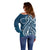 Kia Orana Cook Islands Off Shoulder Sweater Auika Plumeria Tropical Waves - Polynesian Pride