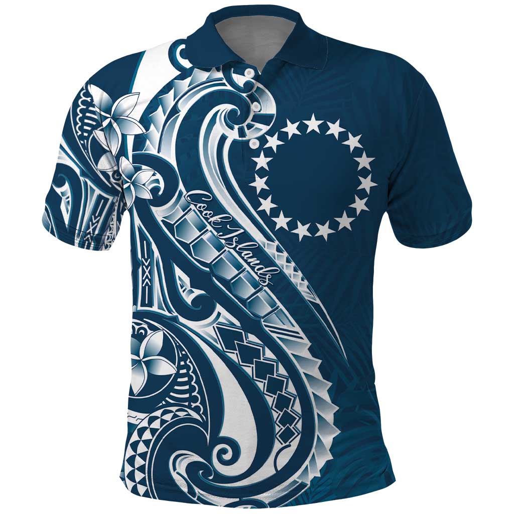 Kia Orana Cook Islands Polo Shirt Auika Plumeria Tropical Waves - Polynesian Pride