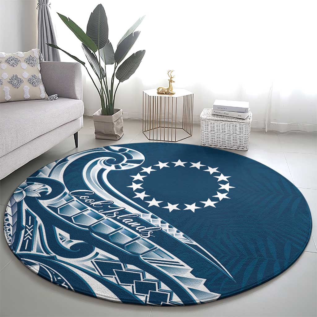 Kia Orana Cook Islands Round Carpet Auika Plumeria Tropical Waves LT7 - Polynesian Pride