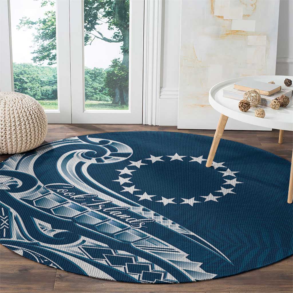 Kia Orana Cook Islands Round Carpet Auika Plumeria Tropical Waves LT7 - Polynesian Pride