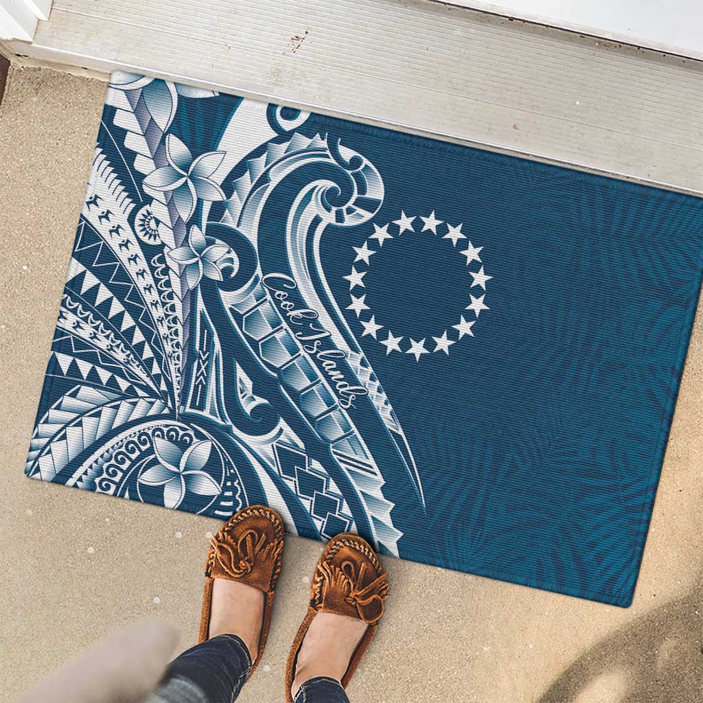 Kia Orana Cook Islands Rubber Doormat Auika Plumeria Tropical Waves - Polynesian Pride