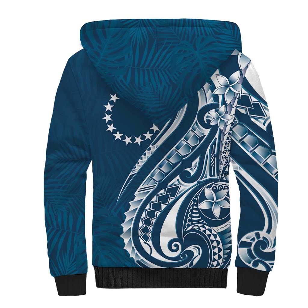 Kia Orana Cook Islands Sherpa Hoodie Auika Plumeria Tropical Waves - Polynesian Pride