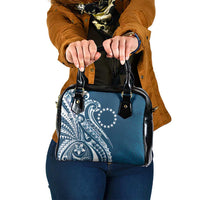 Kia Orana Cook Islands Shoulder Handbag Auika Plumeria Tropical Waves LT7 One Size Navy Blue - Polynesian Pride