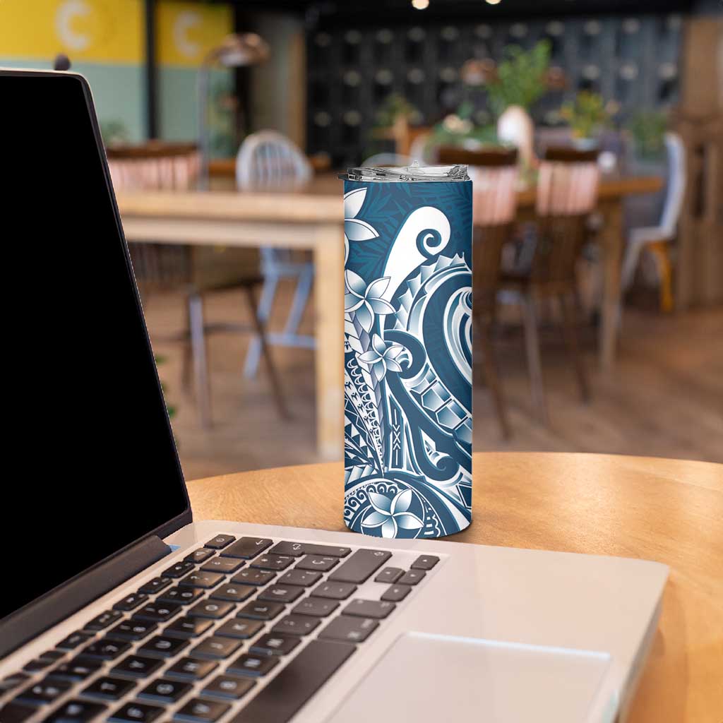 Kia Orana Cook Islands Skinny Tumbler Auika Plumeria Tropical Waves - Polynesian Pride