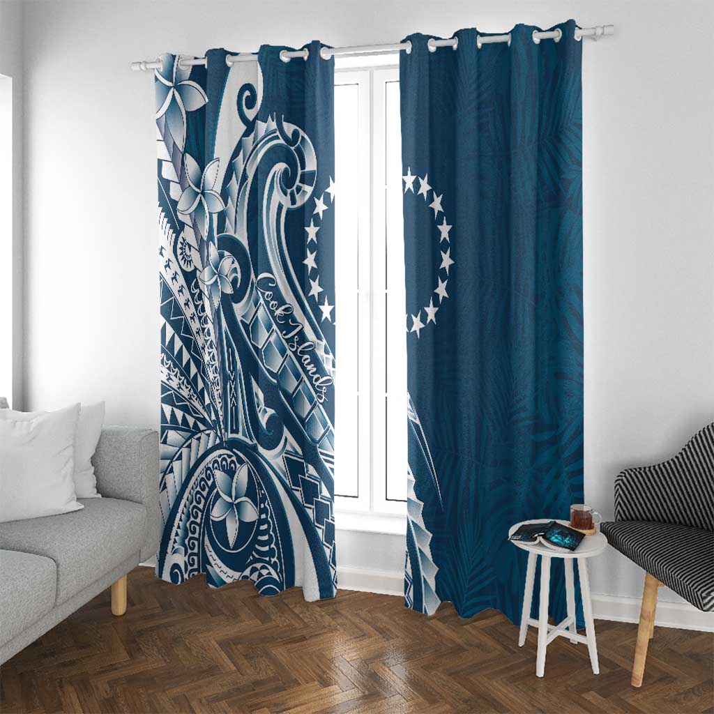 Kia Orana Cook Islands Window Curtain Auika Plumeria Tropical Waves - Polynesian Pride