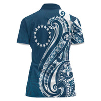 Kia Orana Cook Islands Women Polo Shirt Auika Plumeria Tropical Waves - Polynesian Pride