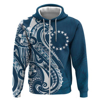 Kia Orana Cook Islands Zip Hoodie Auika Plumeria Tropical Waves - Polynesian Pride