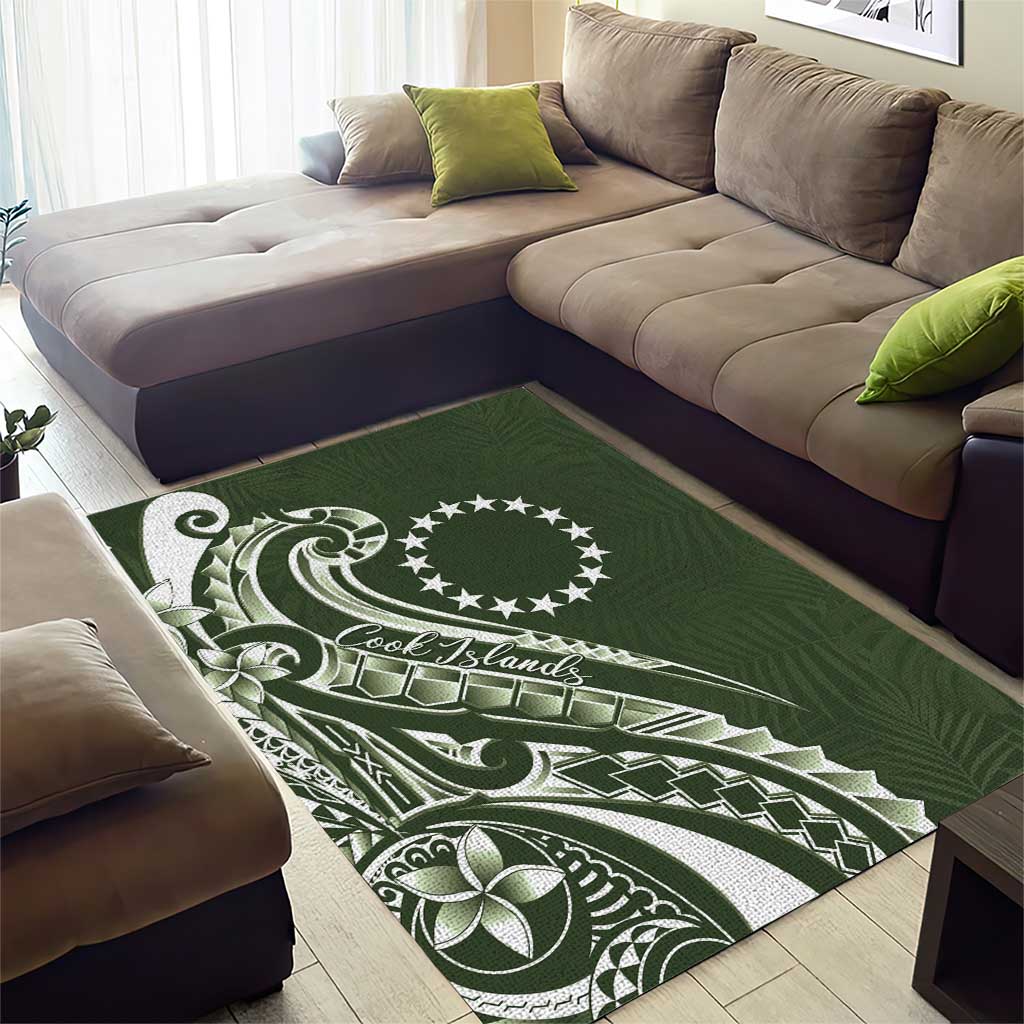 Kia Orana Cook Islands Area Rug Matie Plumeria Tropical Waves - Polynesian Pride