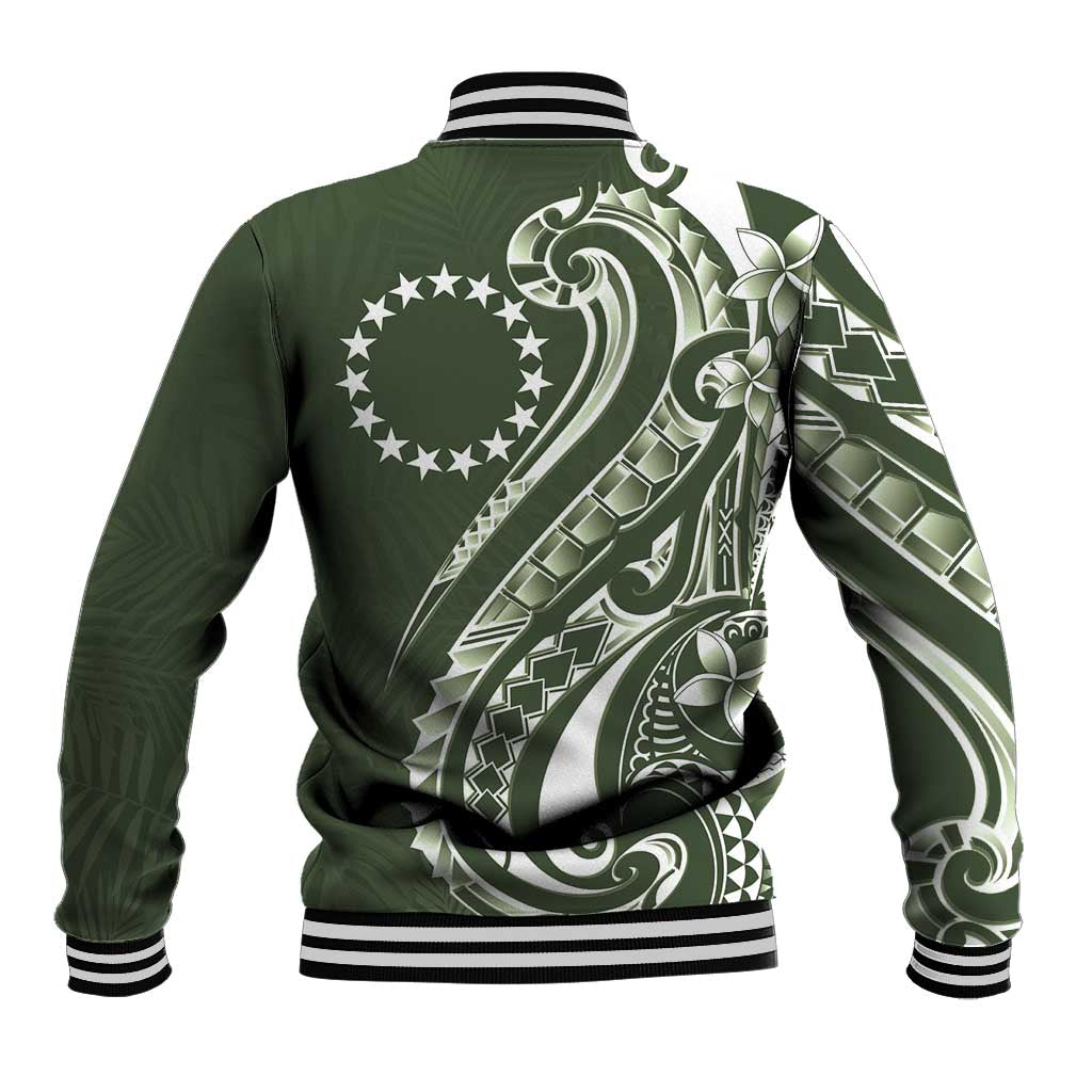 Kia Orana Cook Islands Baseball Jacket Matie Plumeria Tropical Waves - Polynesian Pride