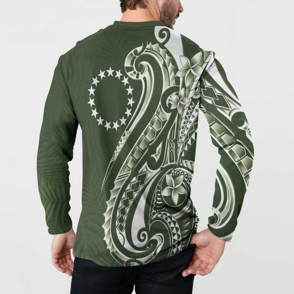 Kia Orana Cook Islands Button Sweatshirt Matie Plumeria Tropical Waves - Polynesian Pride
