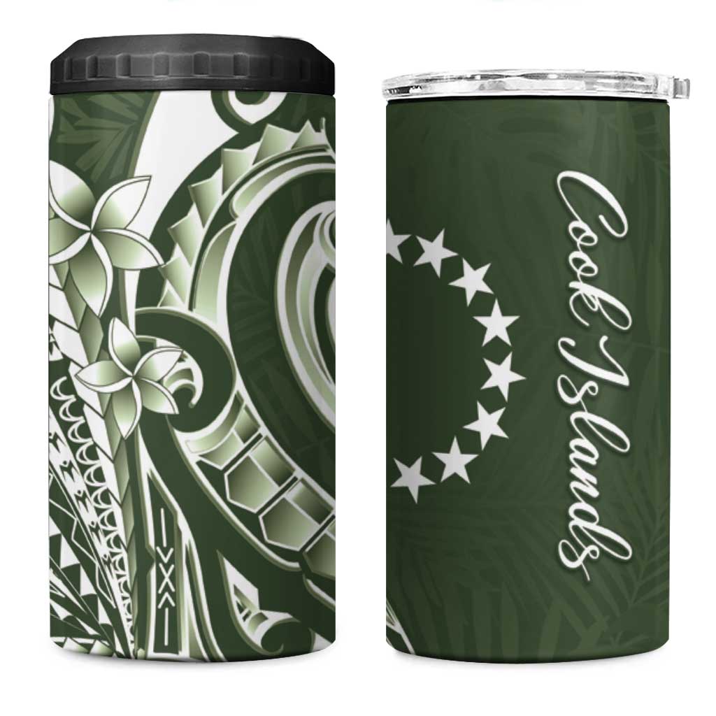Kia Orana Cook Islands 4 in 1 Can Cooler Tumbler Matie Plumeria Tropical Waves - Polynesian Pride
