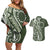 Kia Orana Cook Islands Couples Matching Off Shoulder Short Dress and Hawaiian Shirt Matie Plumeria Tropical Waves - Polynesian Pride