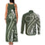 Kia Orana Cook Islands Couples Matching Tank Maxi Dress and Long Sleeve Button Shirt Matie Plumeria Tropical Waves - Polynesian Pride
