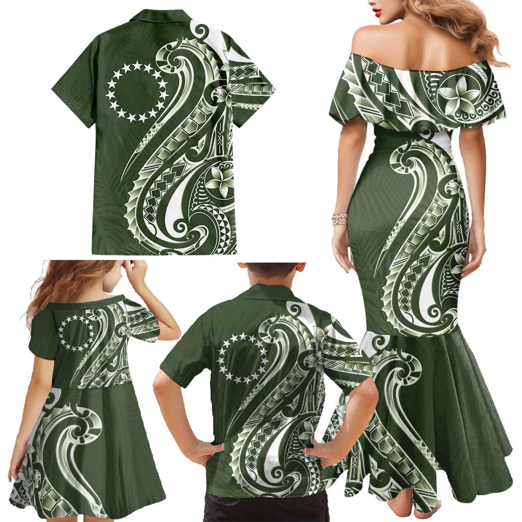 Kia Orana Cook Islands Family Matching Mermaid Dress and Hawaiian Shirt Matie Plumeria Tropical Waves LT7 - Polynesian Pride