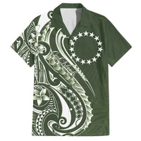 Kia Orana Cook Islands Family Matching Off The Shoulder Long Sleeve Dress and Hawaiian Shirt Matie Plumeria Tropical Waves LT7 Dad's Shirt - Short Sleeve Sage Green - Polynesian Pride