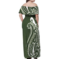 Kia Orana Cook Islands Family Matching Off Shoulder Maxi Dress and Hawaiian Shirt Matie Plumeria Tropical Waves LT7 - Polynesian Pride