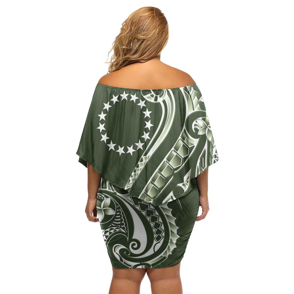 Kia Orana Cook Islands Family Matching Off Shoulder Short Dress and Hawaiian Shirt Matie Plumeria Tropical Waves LT7 - Polynesian Pride