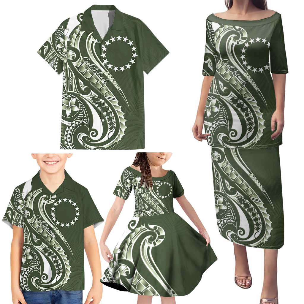 Kia Orana Cook Islands Family Matching Puletasi and Hawaiian Shirt Matie Plumeria Tropical Waves LT7 - Polynesian Pride