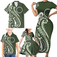 Kia Orana Cook Islands Family Matching Short Sleeve Bodycon Dress and Hawaiian Shirt Matie Plumeria Tropical Waves LT7 - Polynesian Pride