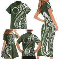 Kia Orana Cook Islands Family Matching Short Sleeve Bodycon Dress and Hawaiian Shirt Matie Plumeria Tropical Waves LT7 - Polynesian Pride