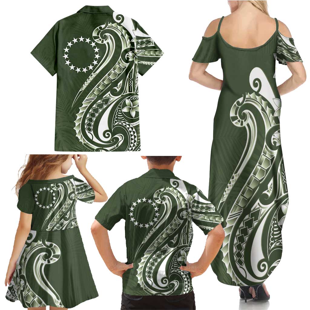 Kia Orana Cook Islands Family Matching Summer Maxi Dress and Hawaiian Shirt Matie Plumeria Tropical Waves LT7 - Polynesian Pride