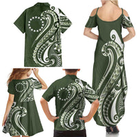 Kia Orana Cook Islands Family Matching Summer Maxi Dress and Hawaiian Shirt Matie Plumeria Tropical Waves LT7 - Polynesian Pride