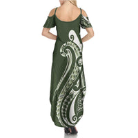 Kia Orana Cook Islands Family Matching Summer Maxi Dress and Hawaiian Shirt Matie Plumeria Tropical Waves LT7 - Polynesian Pride
