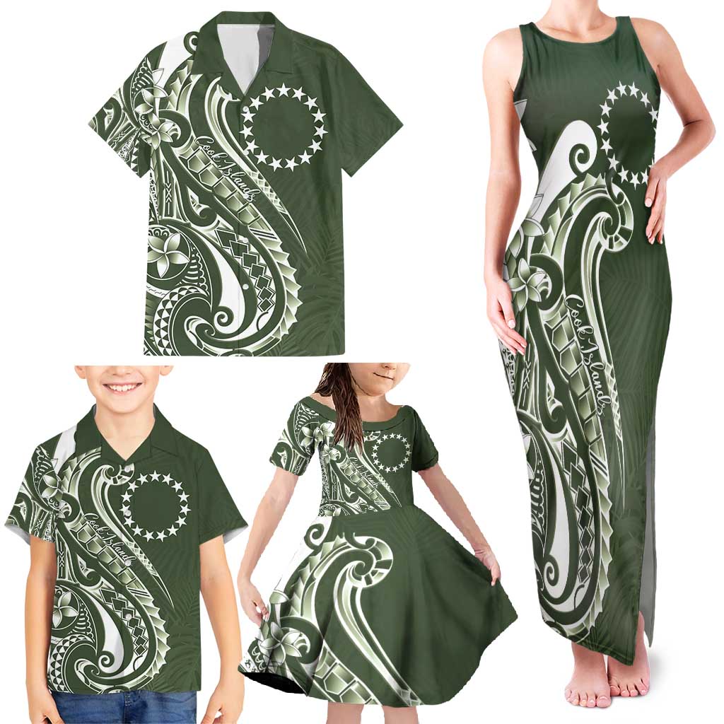 Kia Orana Cook Islands Family Matching Tank Maxi Dress and Hawaiian Shirt Matie Plumeria Tropical Waves LT7 - Polynesian Pride