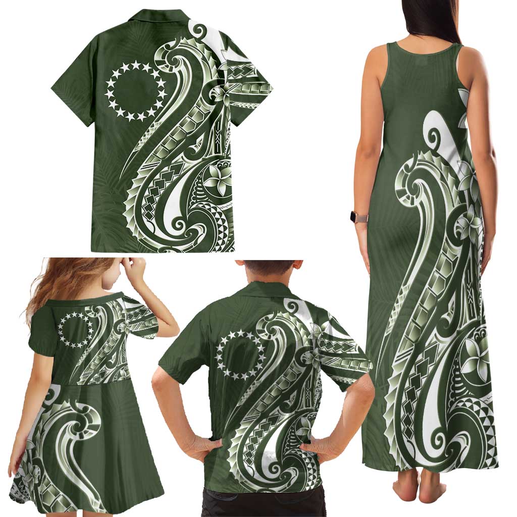 Kia Orana Cook Islands Family Matching Tank Maxi Dress and Hawaiian Shirt Matie Plumeria Tropical Waves LT7 - Polynesian Pride