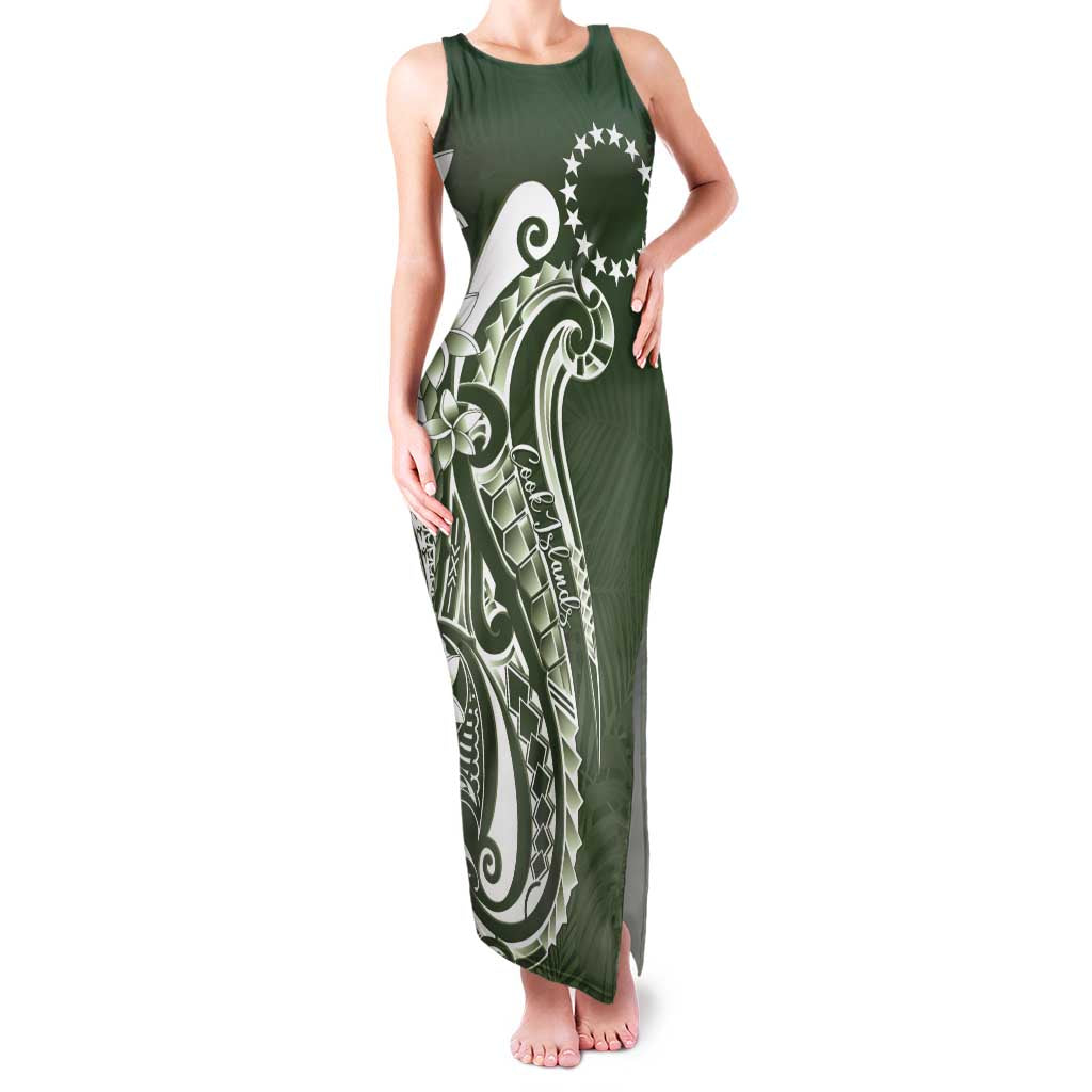 Kia Orana Cook Islands Family Matching Tank Maxi Dress and Hawaiian Shirt Matie Plumeria Tropical Waves LT7 Mom's Dress Sage Green - Polynesian Pride