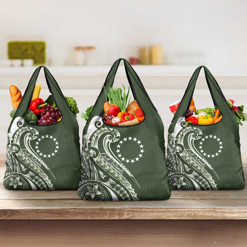 Kia Orana Cook Islands Grocery Bag Matie Plumeria Tropical Waves - Polynesian Pride