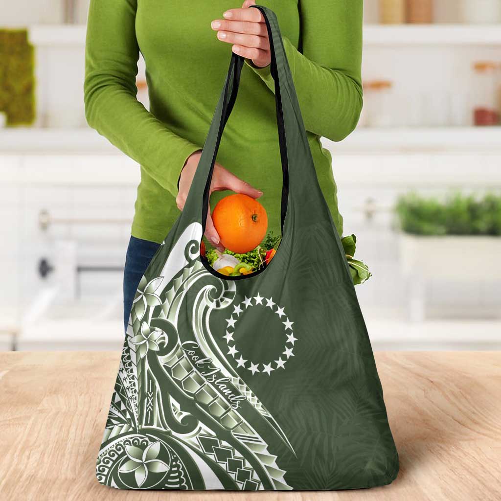 Kia Orana Cook Islands Grocery Bag Matie Plumeria Tropical Waves - Polynesian Pride