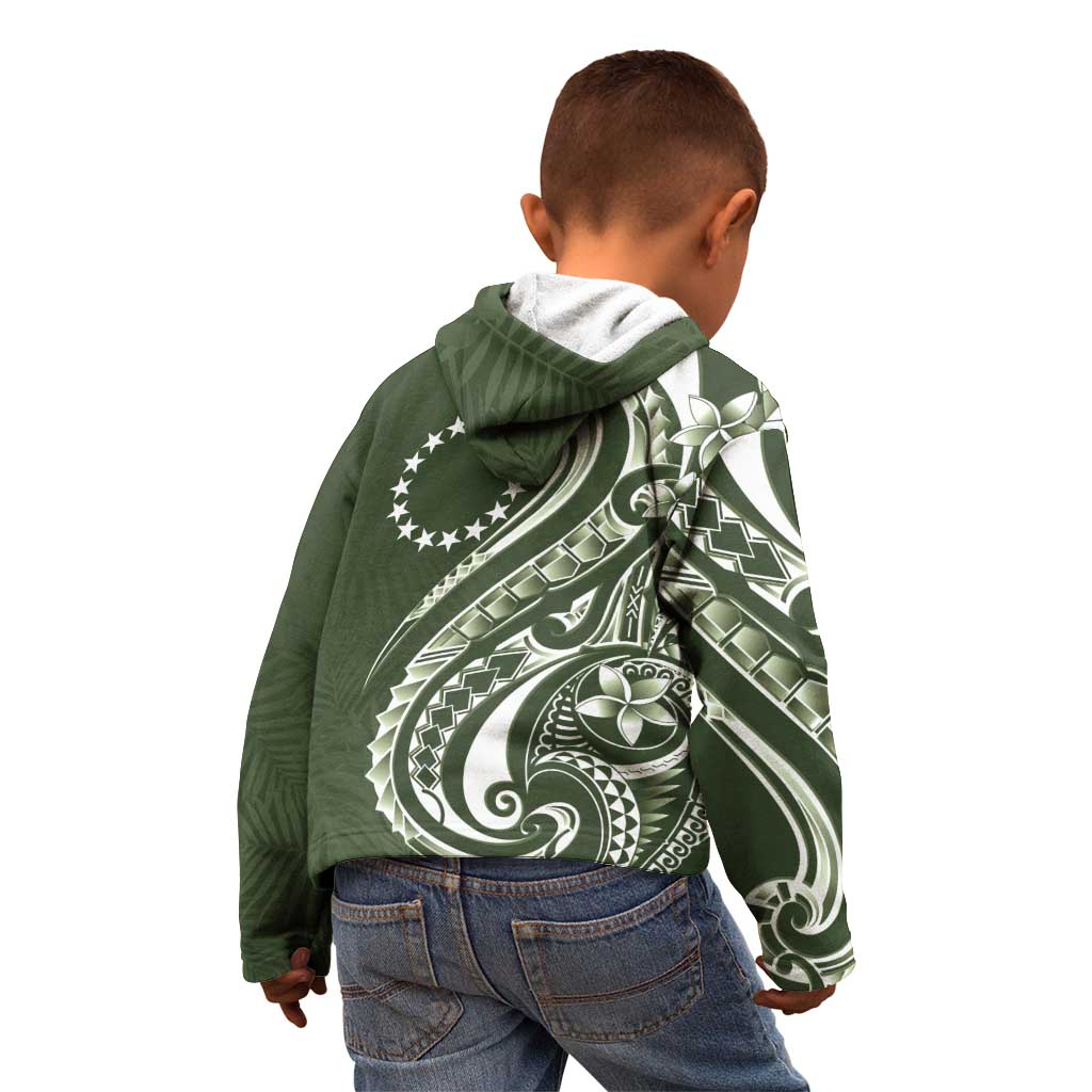 Kia Orana Cook Islands Kid Hoodie Matie Plumeria Tropical Waves - Polynesian Pride