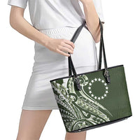 Kia Orana Cook Islands Leather Tote Bag Matie Plumeria Tropical Waves - Polynesian Pride