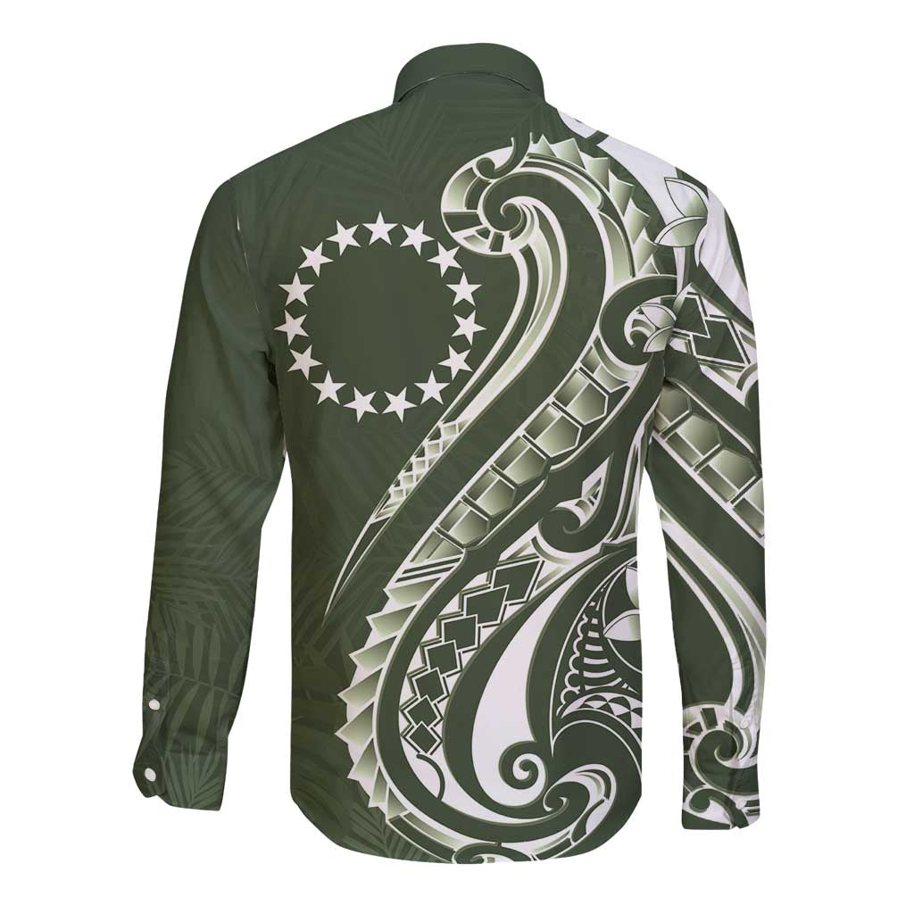 Kia Orana Cook Islands Long Sleeve Button Shirt Matie Plumeria Tropical Waves - Polynesian Pride