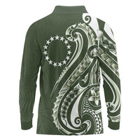 Kia Orana Cook Islands Long Sleeve Polo Shirt Matie Plumeria Tropical Waves - Polynesian Pride