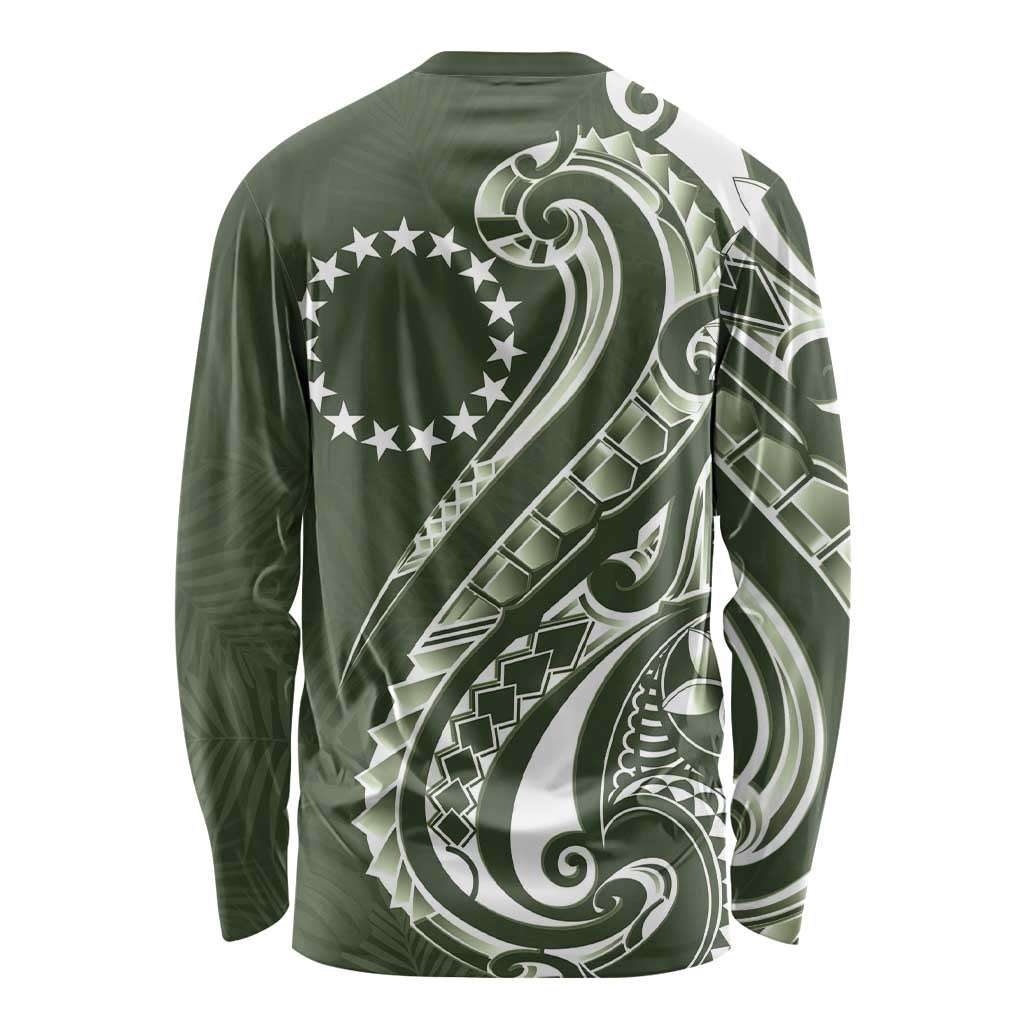 Kia Orana Cook Islands Long Sleeve Shirt Matie Plumeria Tropical Waves - Polynesian Pride