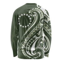 Kia Orana Cook Islands Long Sleeve Shirt Matie Plumeria Tropical Waves - Polynesian Pride