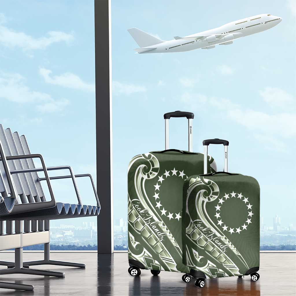 Kia Orana Cook Islands Luggage Cover Matie Plumeria Tropical Waves - Polynesian Pride