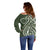 Kia Orana Cook Islands Off Shoulder Sweater Matie Plumeria Tropical Waves - Polynesian Pride