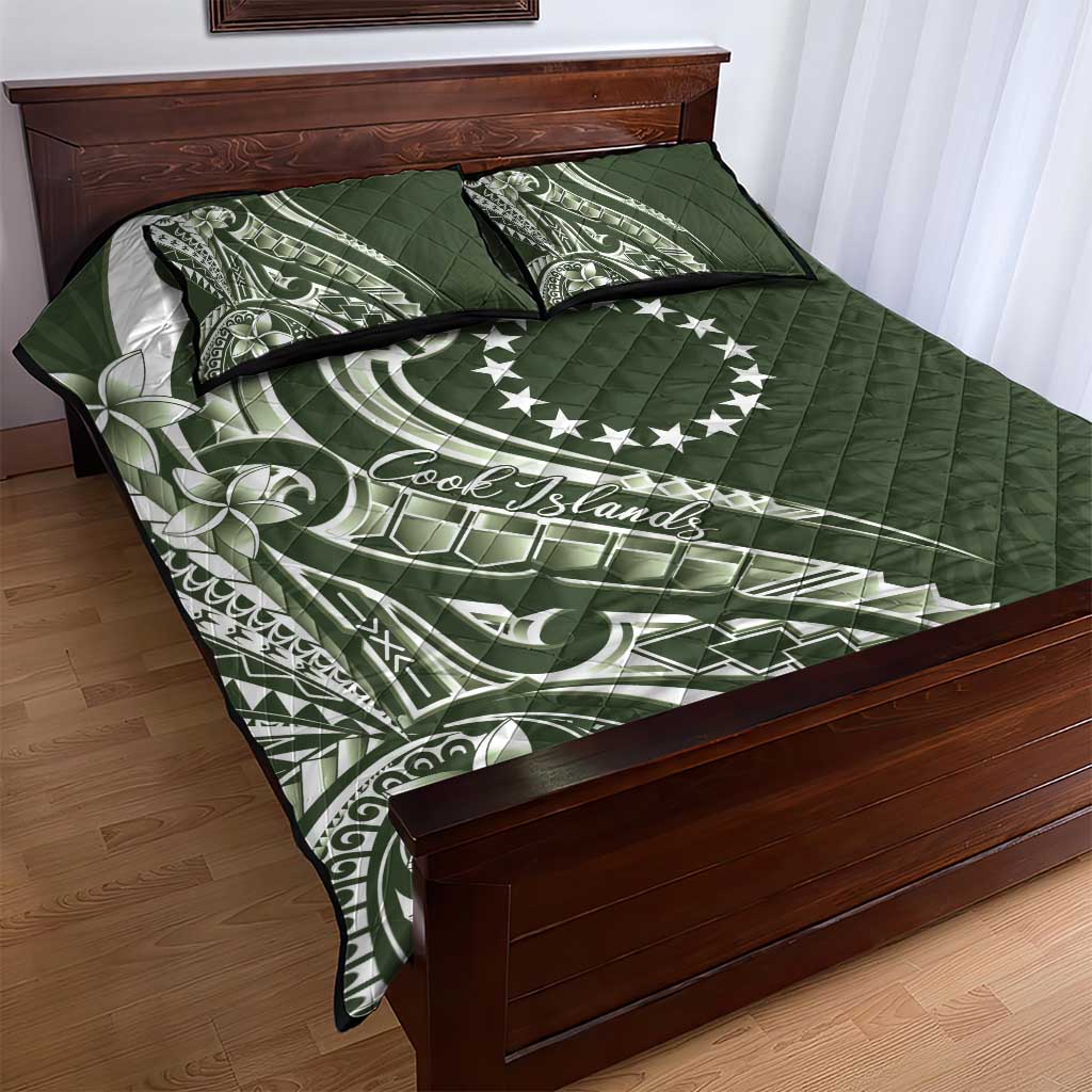 Kia Orana Cook Islands Quilt Bed Set Matie Plumeria Tropical Waves - Polynesian Pride