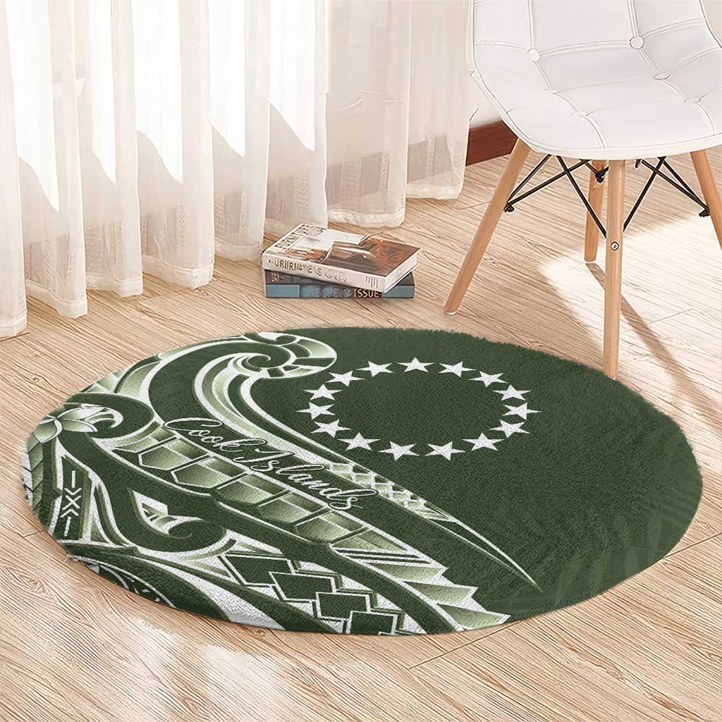 Kia Orana Cook Islands Round Carpet Matie Plumeria Tropical Waves - Polynesian Pride
