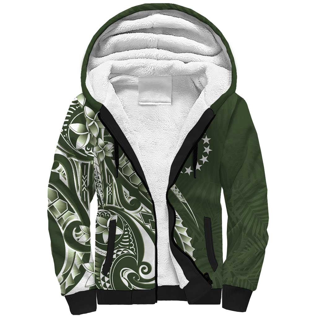 Kia Orana Cook Islands Sherpa Hoodie Matie Plumeria Tropical Waves - Polynesian Pride