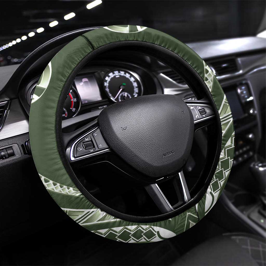 Kia Orana Cook Islands Steering Wheel Cover Matie Plumeria Tropical Waves - Polynesian Pride