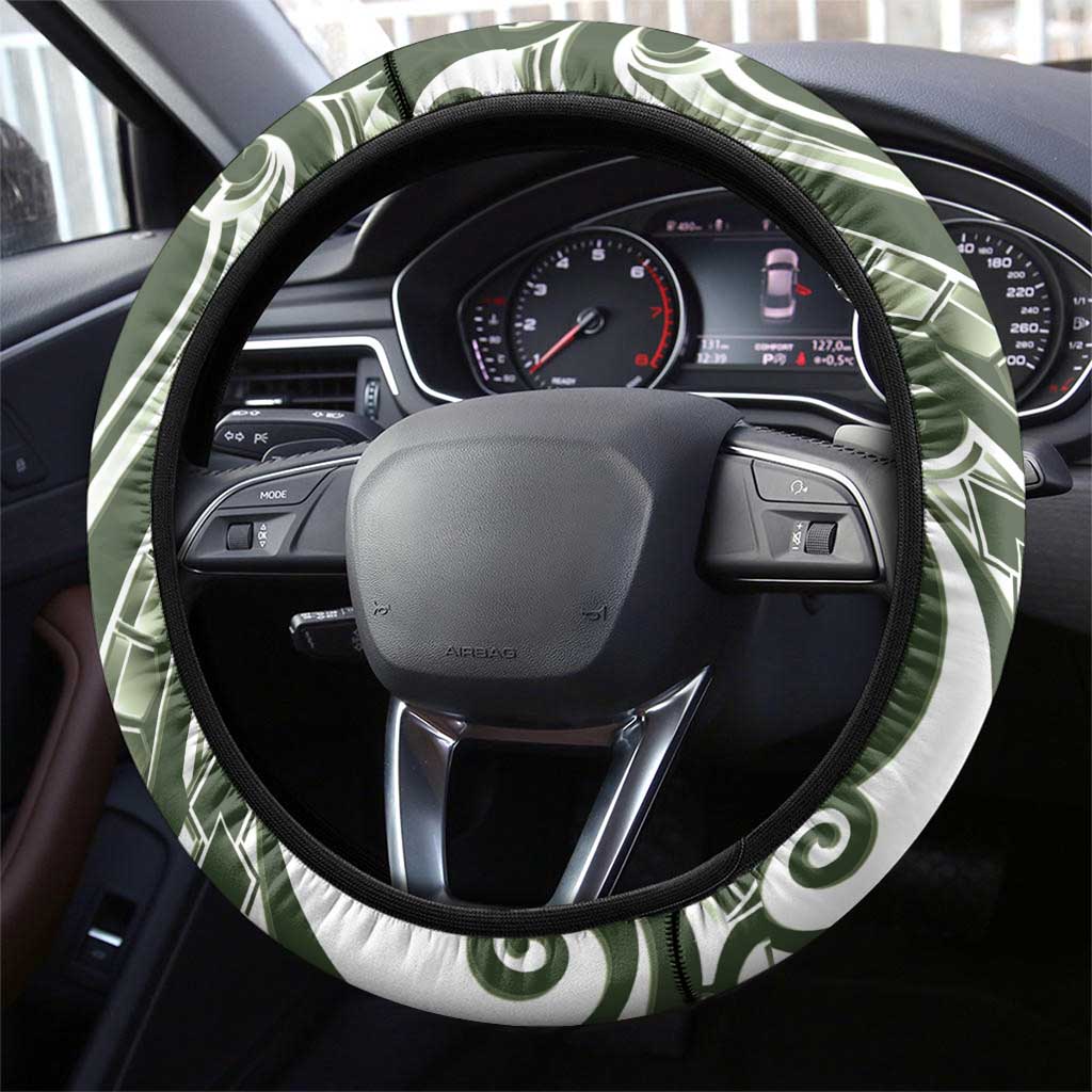 Kia Orana Cook Islands Steering Wheel Cover Matie Plumeria Tropical Waves - Polynesian Pride