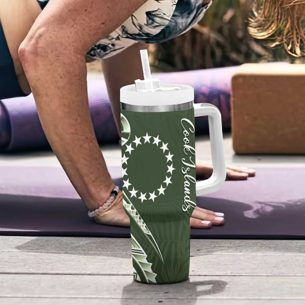 Kia Orana Cook Islands Tumbler With Handle Matie Plumeria Tropical Waves - Polynesian Pride