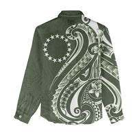 Kia Orana Cook Islands Women Casual Shirt Matie Plumeria Tropical Waves - Polynesian Pride