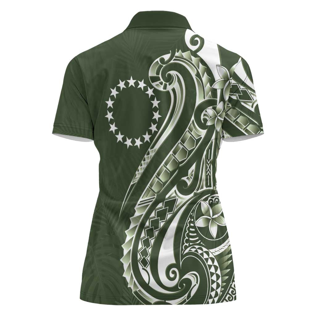 Kia Orana Cook Islands Women Polo Shirt Matie Plumeria Tropical Waves - Polynesian Pride