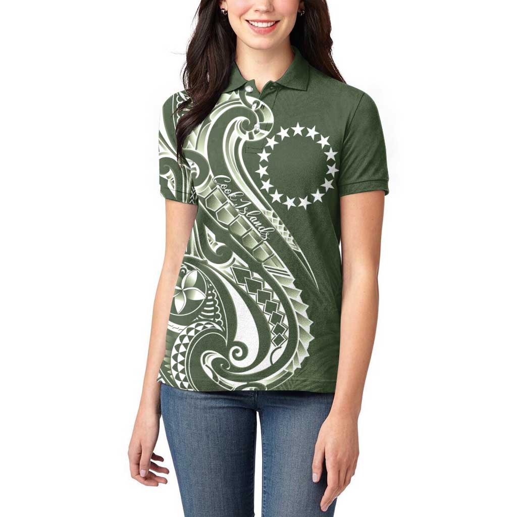 Kia Orana Cook Islands Women Polo Shirt Matie Plumeria Tropical Waves - Polynesian Pride